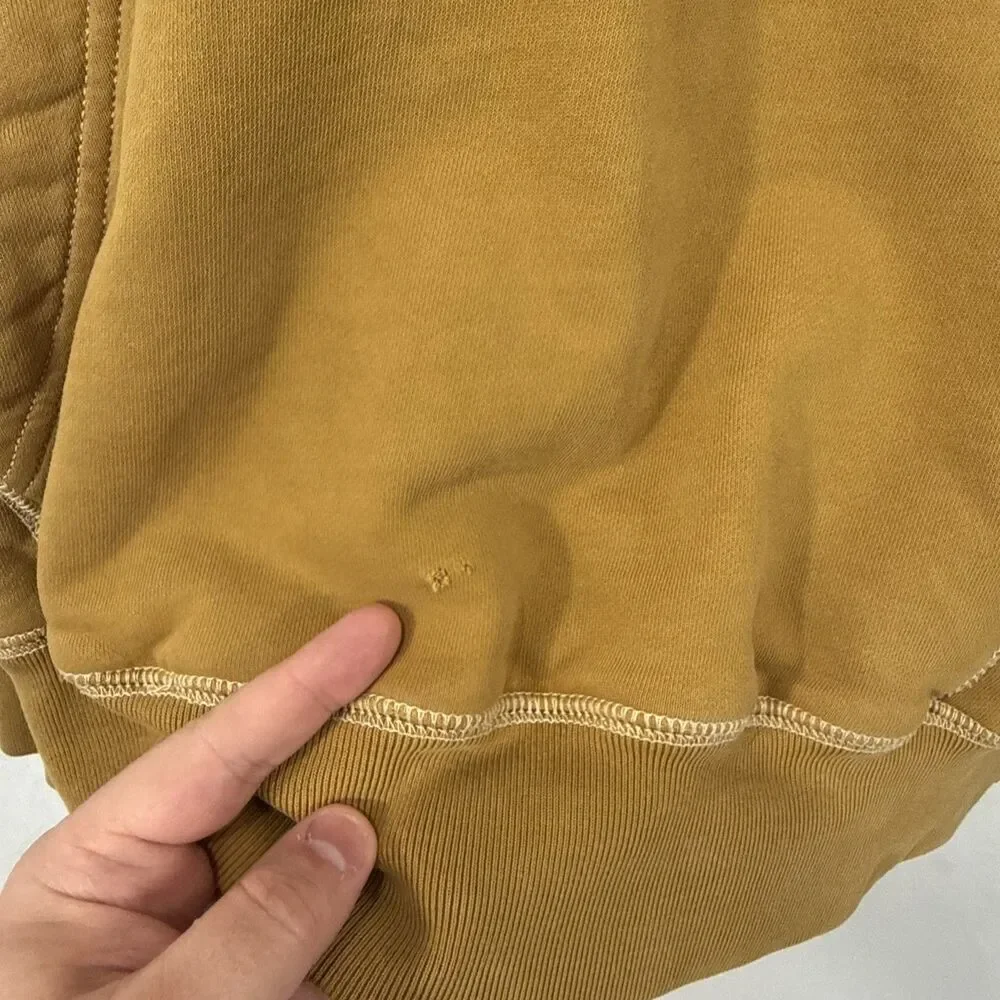 J. Crew Garment Dyed Waffle Lined French Terry Golden Yellow Hoodie Mens L *READ